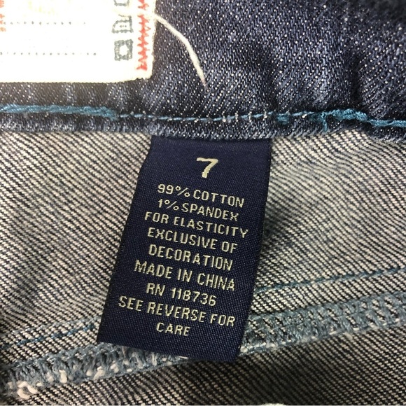 T Five Juniors Dark Wash Mid Rise Y2K Blue Jeans Size 7 - Picture 9 of 12